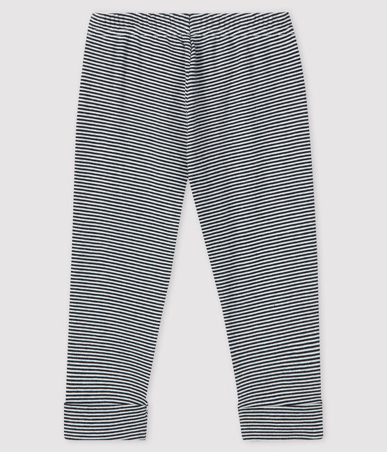 Baby girl's pinstriped trousers SMOKING blue/MARSHMALLOW white
