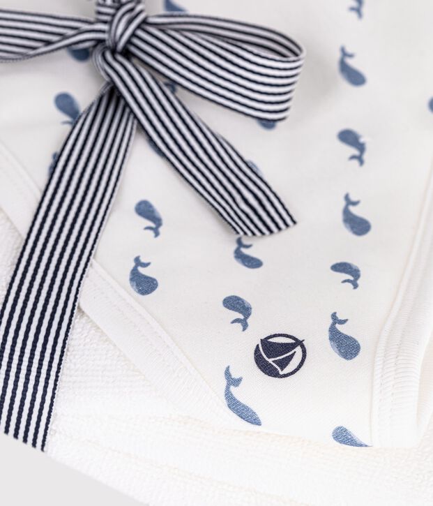Babies' square cotton bath wrap blue/blue
