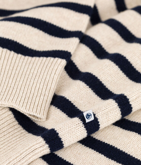 Women's stripey wool jumper AVALANCHE white/SMOKING blue