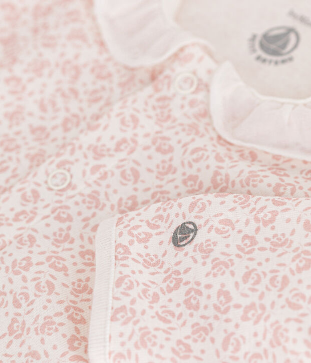 Babies' Floral Print Cotton Pyjamas white/pink
