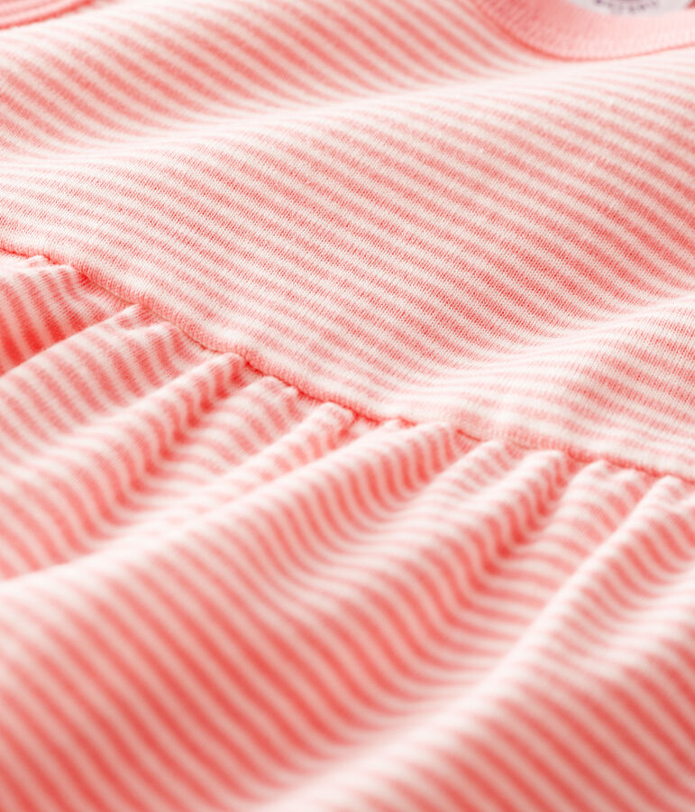 Baby Girls' Sleeveless Stripy Ribbed Dress GRETEL pink/MARSHMALLOW white