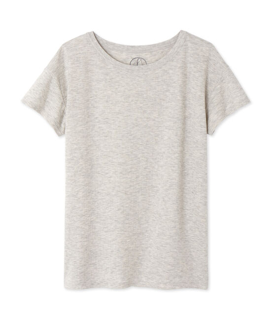 Women's maxi T-shirt in mottled extra-fine tube knit BELUGA CHINE grey