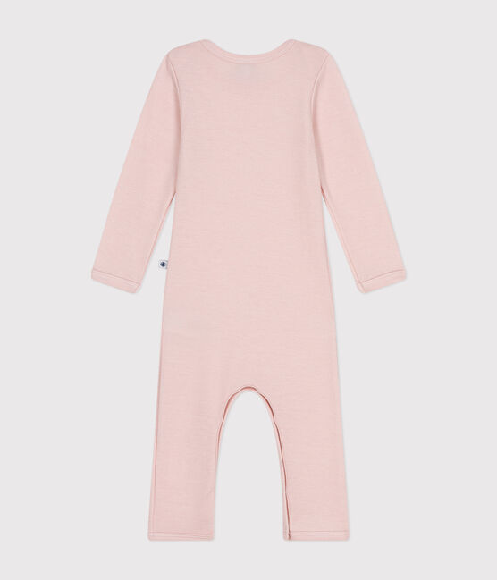 Babies' Long Cotton/Wool Bodysuit SALINE pink