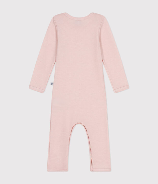 Babies' Long Cotton/Wool Bodysuit pink
