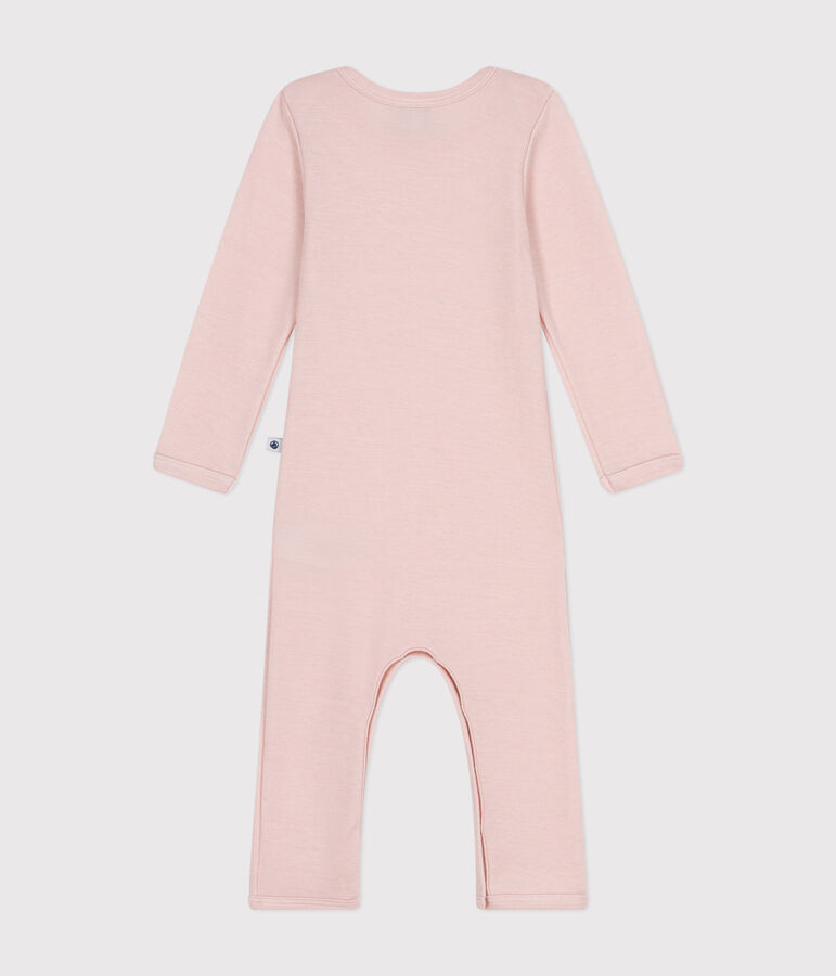 Babies' Long Cotton/Wool Bodysuit pink