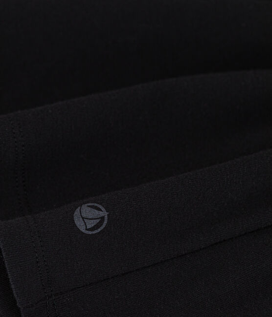 Women's iconic long-sleeved plain rib knit T-shirt BLACK black