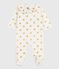 Babies' golden heart-printed velour pyjama suit with a back opening MILK /DORE