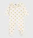 Babies' golden heart-printed velour pyjama suit with a back opening