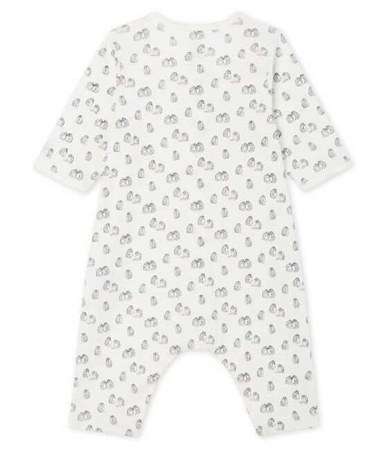 Babies' Footless Ribbed Sleepsuit MARSHMALLOW white/TOUDOU blue/MULTICO