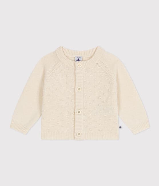 Babies' Wool/Recycled Nylon Knit Cardigan AVALANCHE Ecru