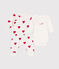 Babies' Cotton Striped Outfit - 3-Piece Set MARSHMALLOW white/TERKUIT red