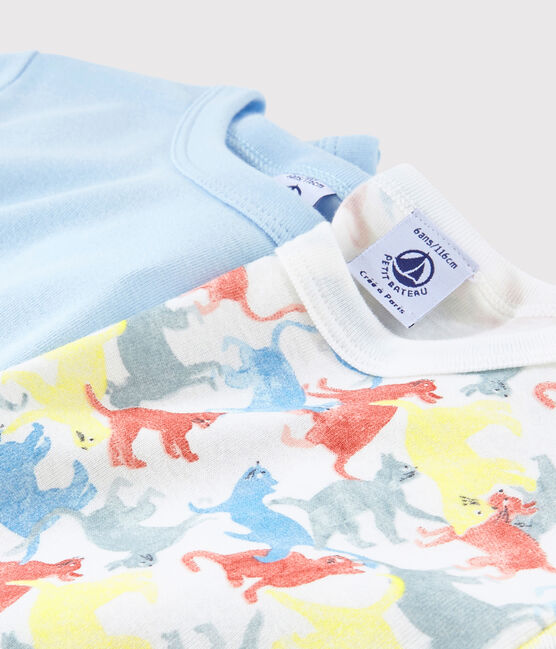 Boys' Short-sleeved Cat Print Organic Cotton T-Shirt - 2-Pack variante 1