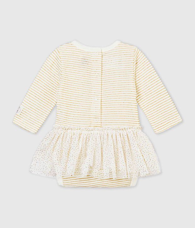 Baby girls' bodysuit dress white/yellow