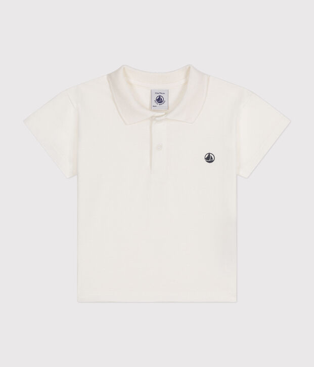 Babies' Short-Sleeved Cotton Polo Shirt white