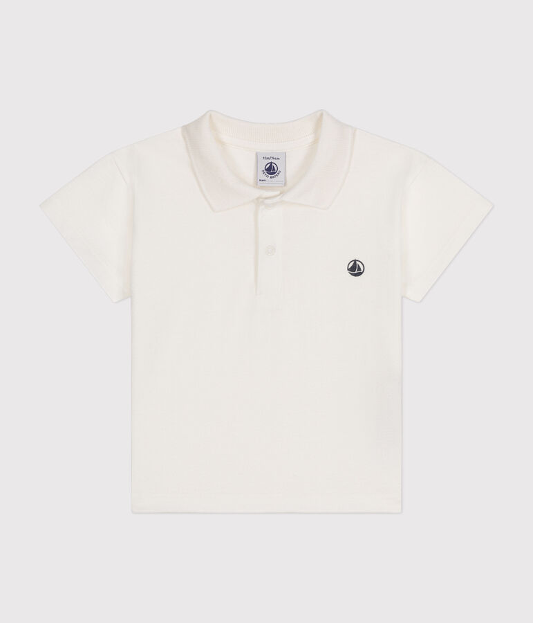 Babies' Short-Sleeved Cotton Polo Shirt white