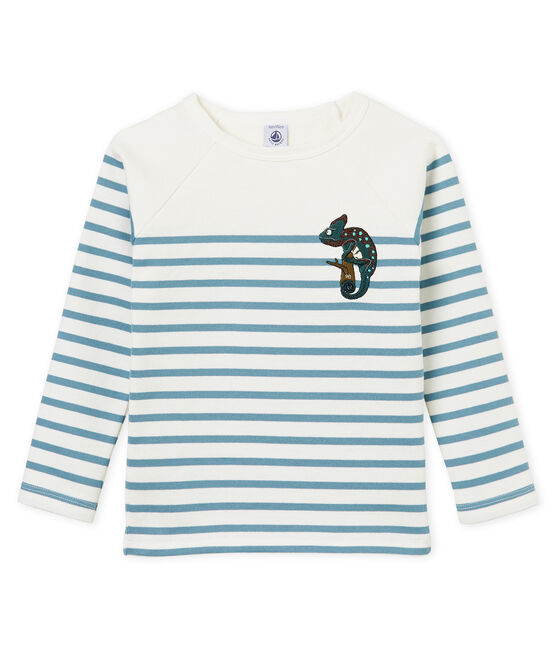 Boys' breton Top MARSHMALLOW white/FONTAINE blue