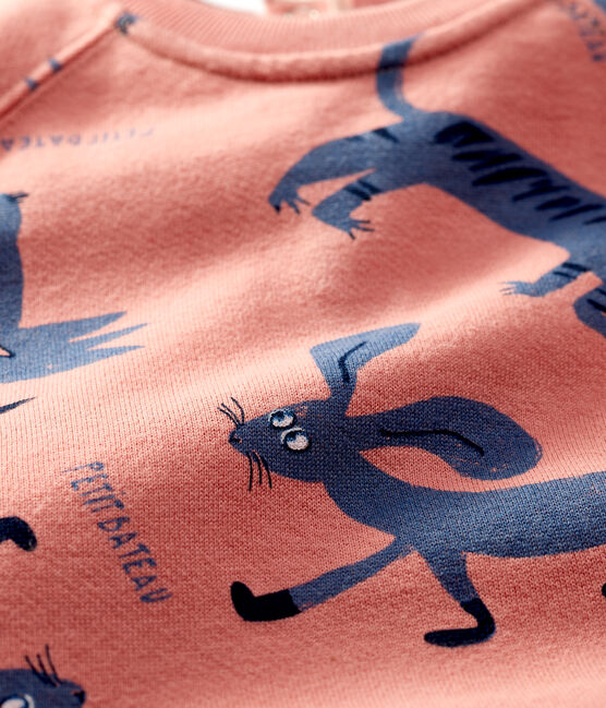 Babies' Fleece Animal Print Sweatshirt PAPAYE pink/MULTICO