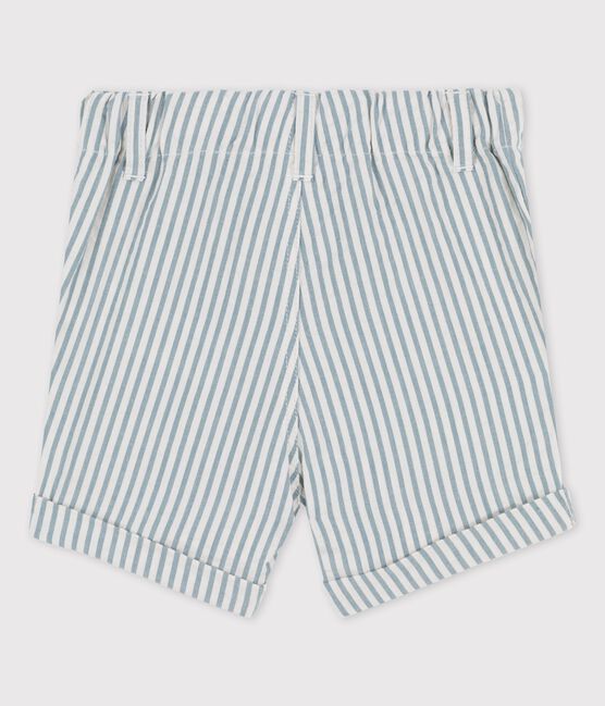 Babies' Striped Seersucker Shorts BRUT blue/MARSHMALLOW white