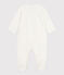 Babies' little heart-print velour pyjama suit MARSHMALLOW white/MISTIGRI white