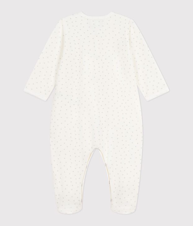 Babies' little heart-print velour pyjama suit white/grey