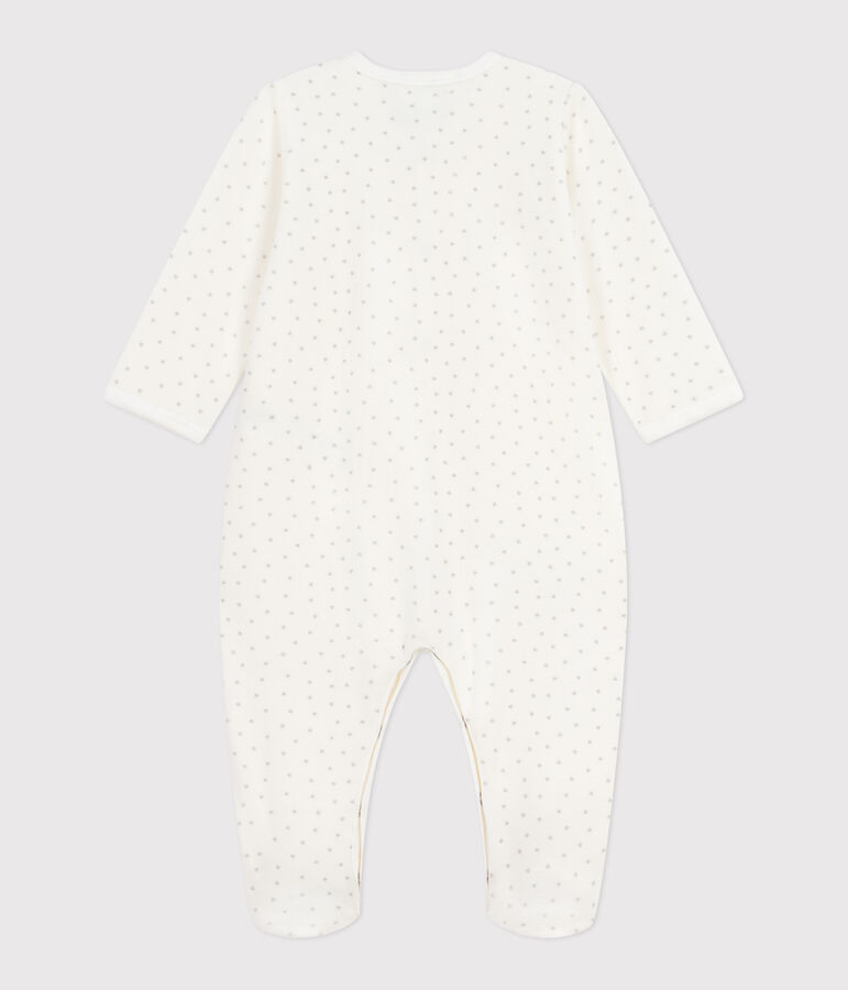 Babies' little heart-print velour pyjama suit white/grey