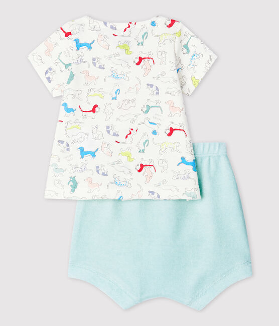 Babies' Colourful Puppies Organic Cotton Terry - 2-Pack MARSHMALLOW white/MULTICO white