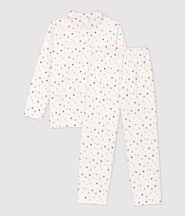 Boys' Multicoloured Letter Print Organic Cotton Pyjamas white/multicolor