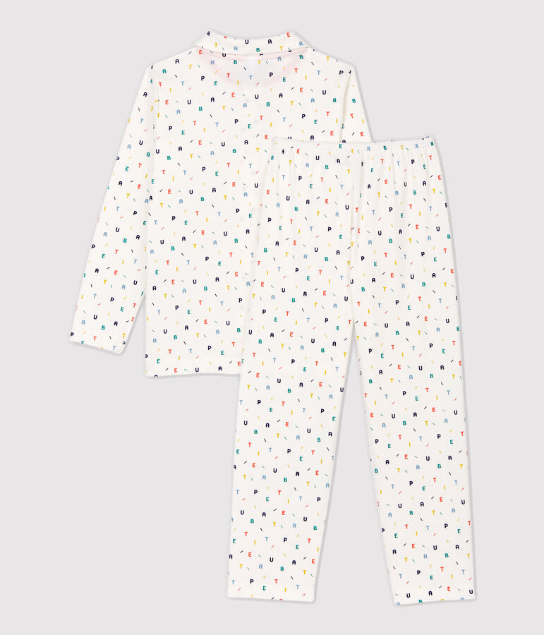 Boys' Multicoloured Letter Print Organic Cotton Pyjamas white/multicolor