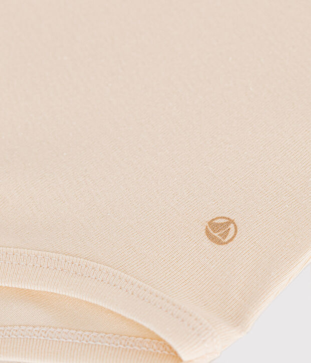 Babies' Long-Sleeved Cotton Bodysuit With Peter Pan Collar Ecru