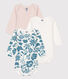 Babies' Floral Long-Sleeved Cotton Bodysuits - 3-Pack
