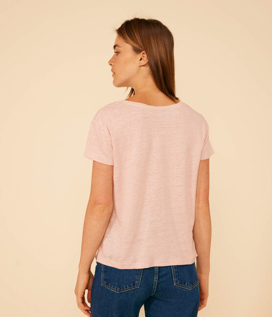 Women's Straight Round-Neck Linen T-Shirt SALINE pink