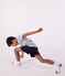 Boys' Short Cotton Pyjamas with Sailor Stripes MARSHMALLOW white/SMOKING blue