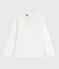 Children's long-sleeved plain cotton T-shirt MARSHMALLOW white