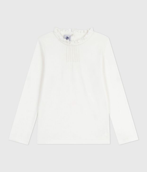 Children's long-sleeved plain cotton T-shirt white