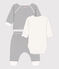 Babies' Organic Iconic Tube Knit Clothing - 3-Piece Set MARSHMALLOW white/SMOKING blue