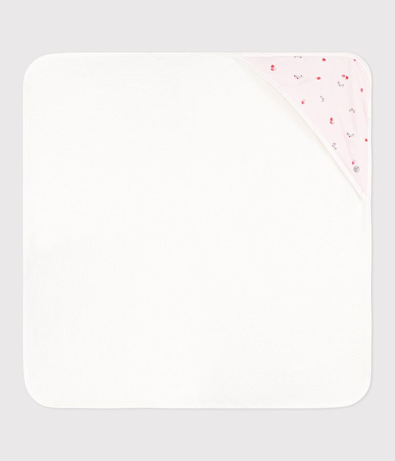 Babies' square cotton bath wrap BARELY pink/MULTICO