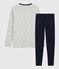 Boys' Star Print Cotton Pyjamas BELUGA grey/MARSHMALLOW white