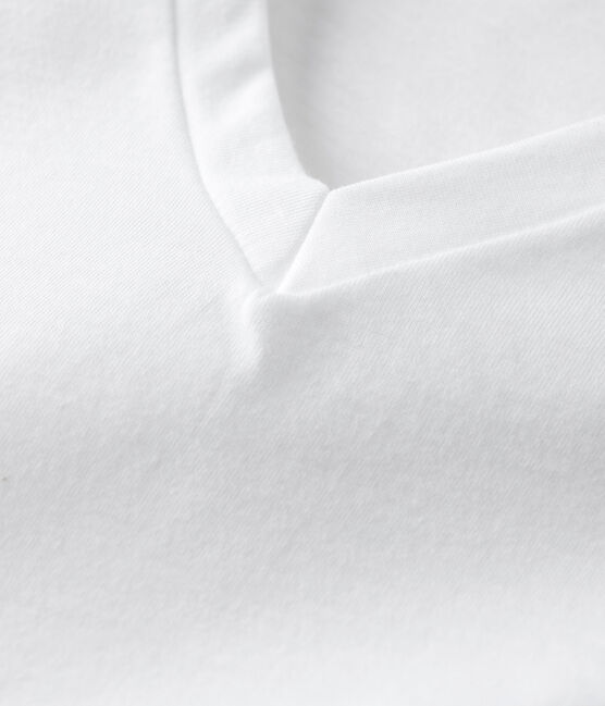 Women's Straight V-Neck Cotton T-Shirt ECUME white