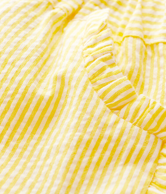Baby Girls' Stripy Seersucker Shorts SHINE yellow/MARSHMALLOW white