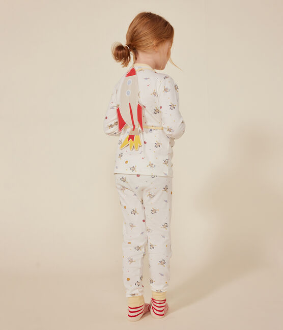Children's' space fancy dress pyjamas in a cotton print MARSHMALLOW white/MULTICO white
