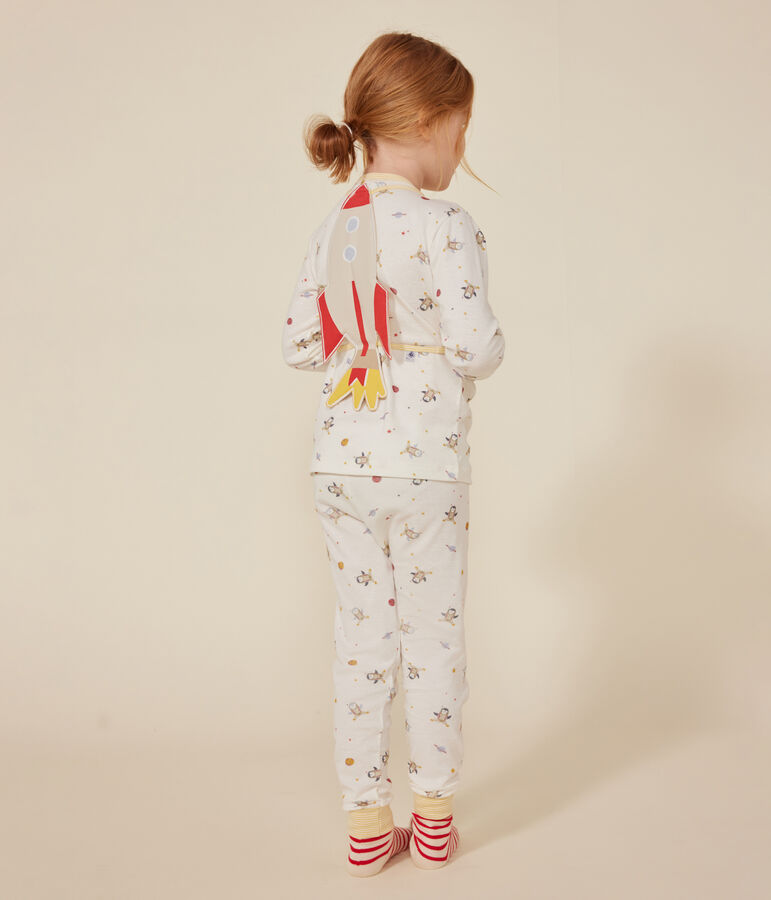 Children's' space fancy dress pyjamas in a cotton print white/multicolor