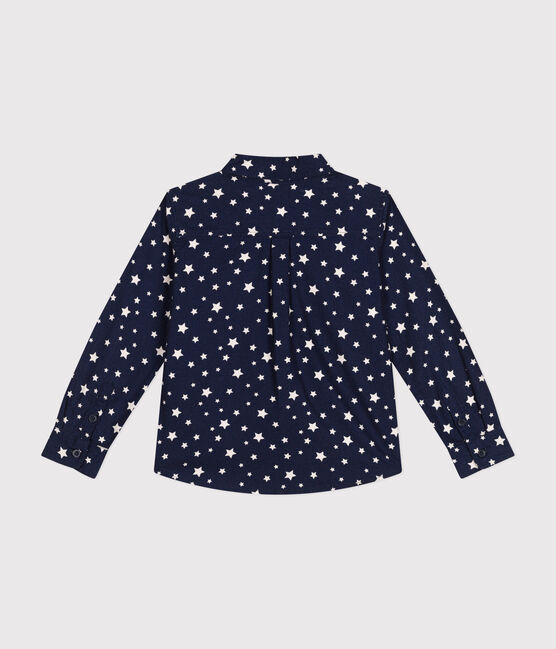 Little boys' flannel shirt MEDIEVAL blue/MARSHMALLOW white
