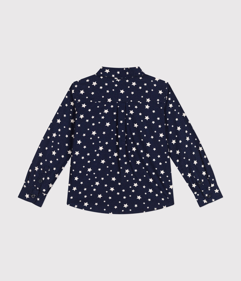 Little boys' flannel shirt blue/white