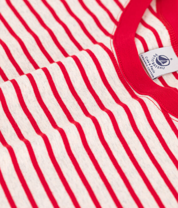 Women's Iconic Cotton Round Neck T-Shirt beige/red