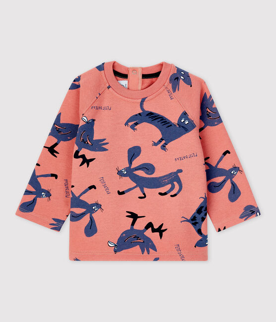 Babies' Fleece Animal Print Sweatshirt PAPAYE pink/MULTICO