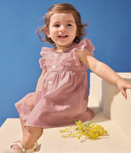 Plain cotton baby dress and bloomers CHARME pink