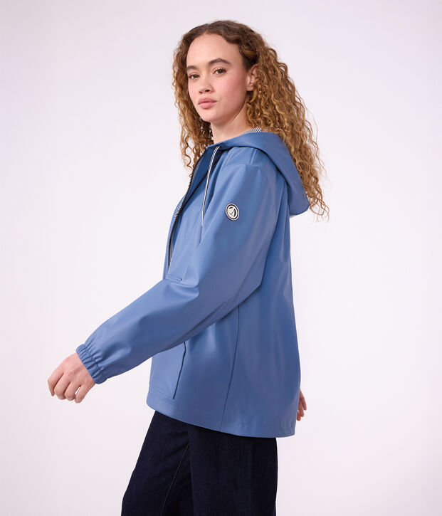Women's short raincoat blue