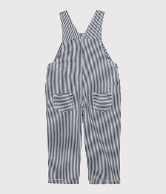 Babies' Canvas Dungarees SMOKING blue/MARSHMALLOW white