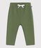Babies' jogging bottoms in plain cotton OLIVINE green