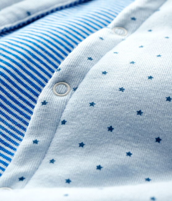 Baby Boys' Blue Reversible Sleeveless Vest in Padded Rib Knit FRAICHEUR blue/MULTICO white